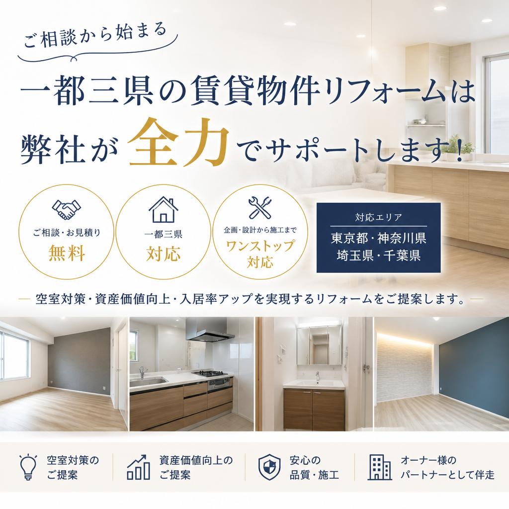 ご相談から始まる、一都三県の賃貸物件リフォームは弊社が全力でサポートします！