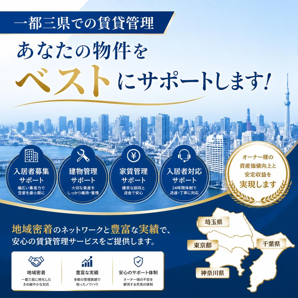 一都三県での賃貸管理、あなたの物件をベストにサポートします！