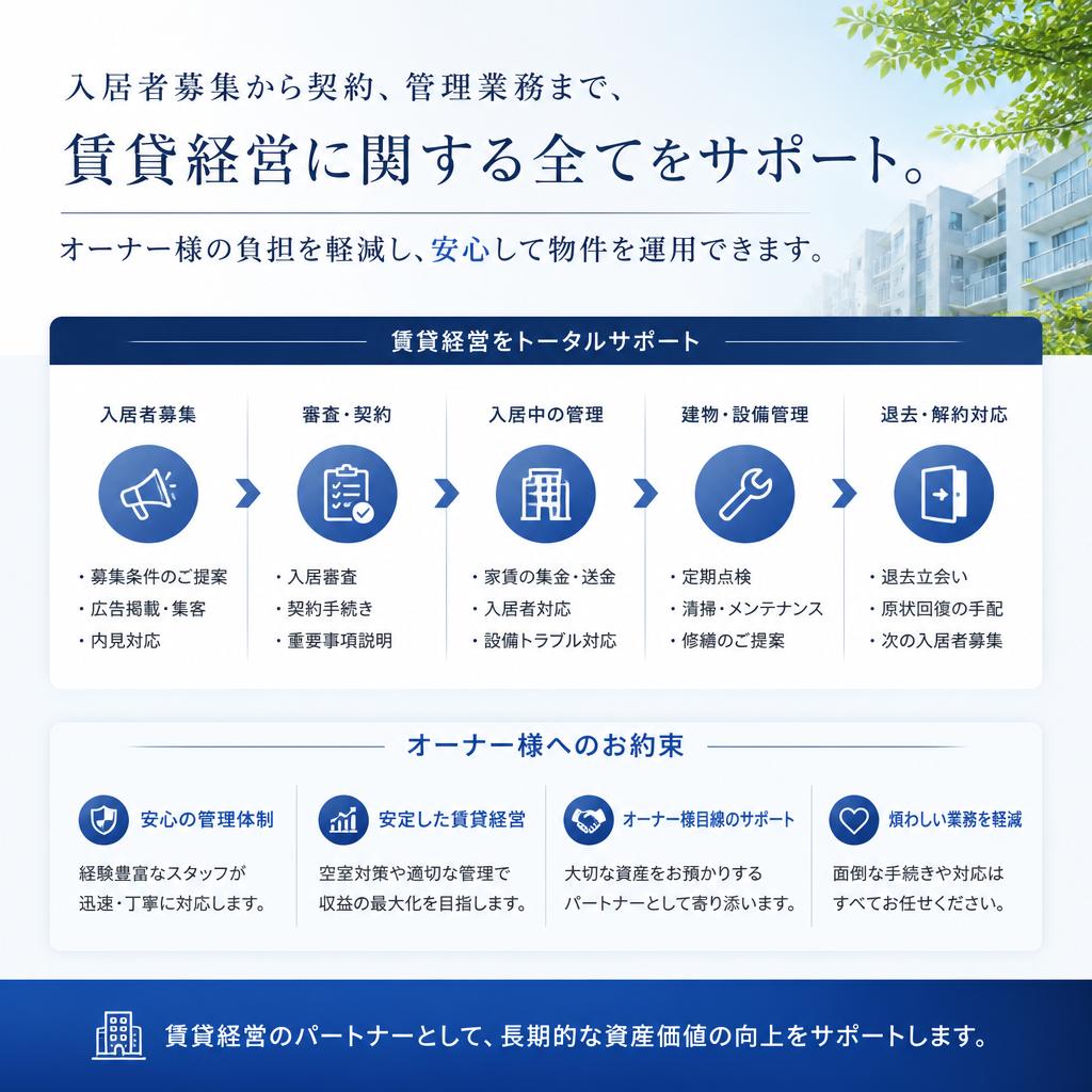 トータルサポートでオーナー様をバックアップ