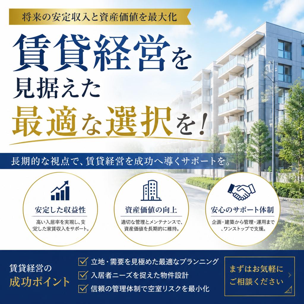 賃貸経営を見据えた最適な選択を！