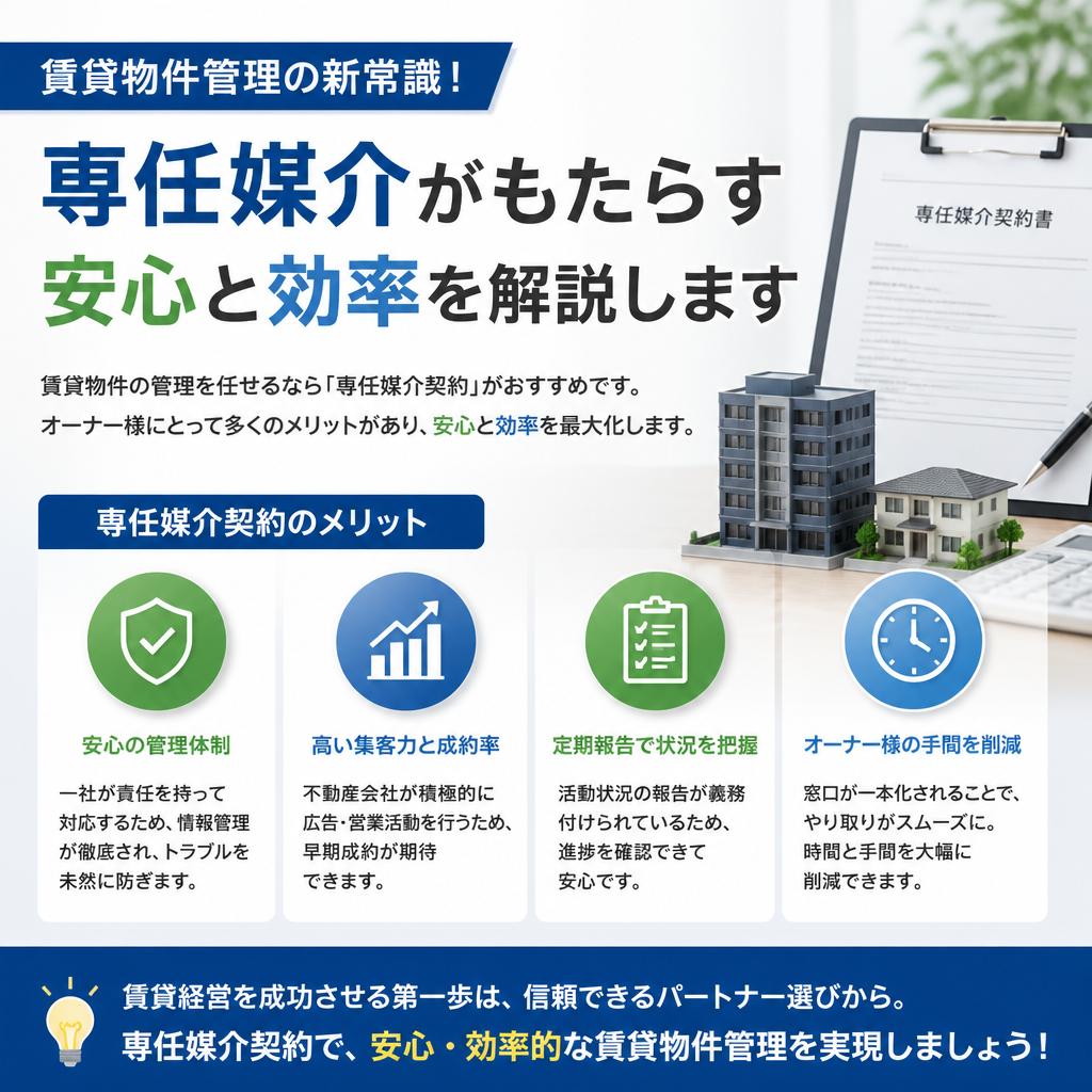 賃貸物件管理の新常識！専任媒介がもたらす安心と効率を解説します