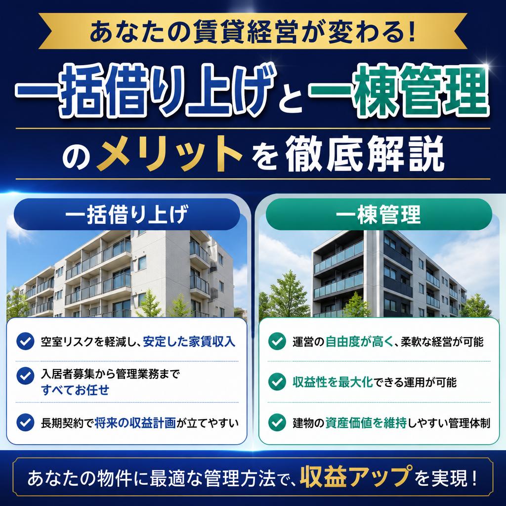 あなたの賃貸経営が変わる！一括借り上げと一棟管理のメリットを徹底解説