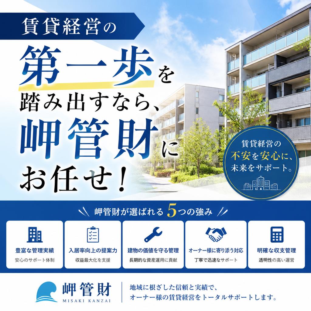 賃貸経営の第一歩を踏み出すなら、岬管財にお任せ！
