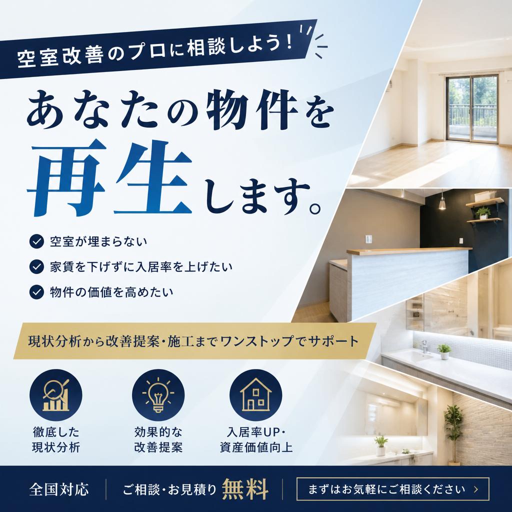 空室改善のプロに相談しよう！あなたの物件を再生します。