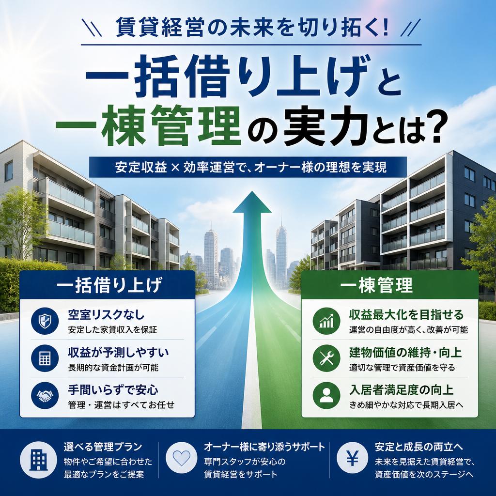 賃貸経営の未来を切り拓く！一括借り上げと一棟管理の実力とは？
