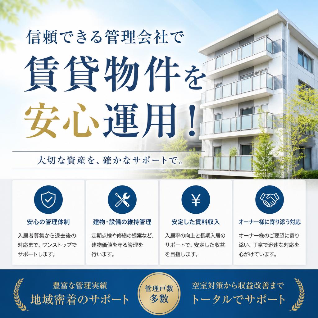 信頼できる管理会社で賃貸物件を安心運用！