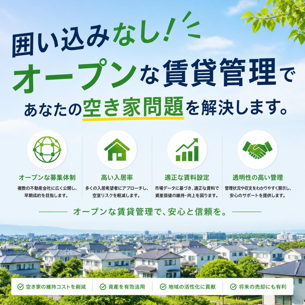 囲い込みなし！オープンな賃貸管理であなたの空き家問題を解決します。