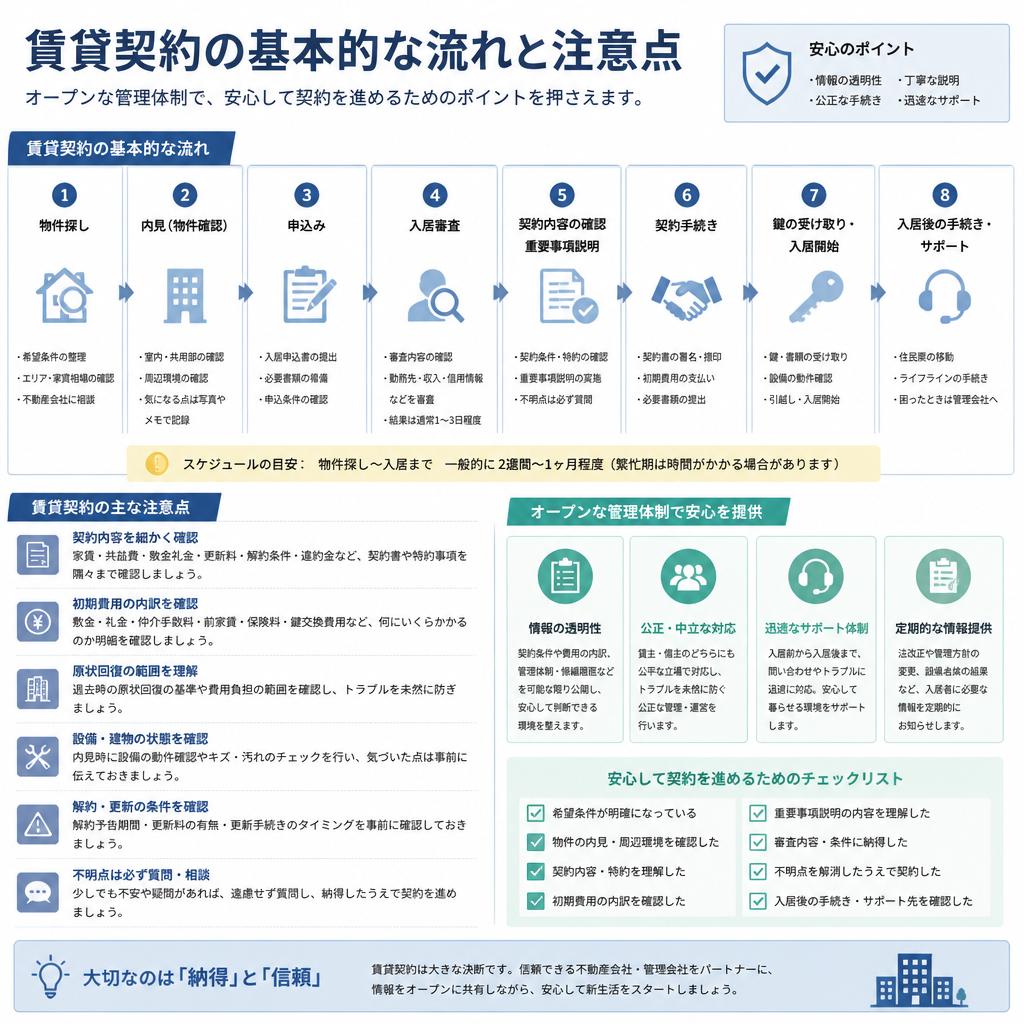 4. 賃貸契約の流れと注意点