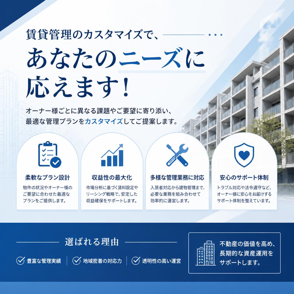 賃貸管理のカスタマイズで、あなたのニーズに応えます！