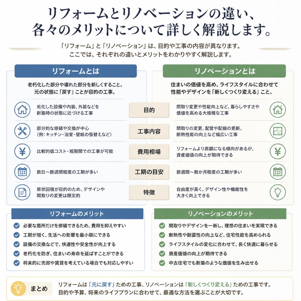 リフォーム・リノベーションの違いとメリット