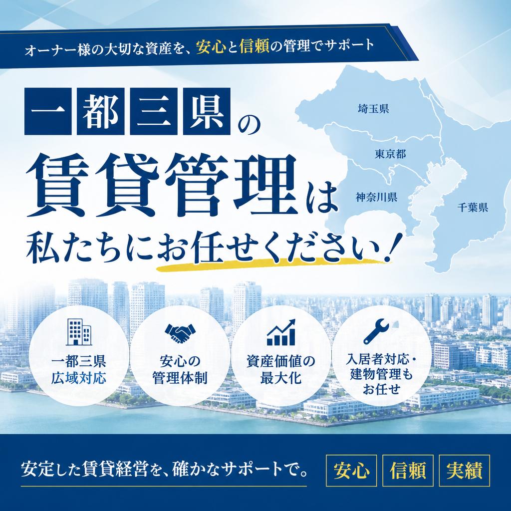 一都三県の賃貸管理は私たちにお任せください！