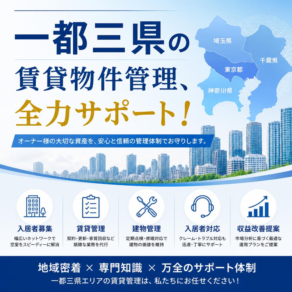 一都三県の賃貸物件管理、全力サポート！