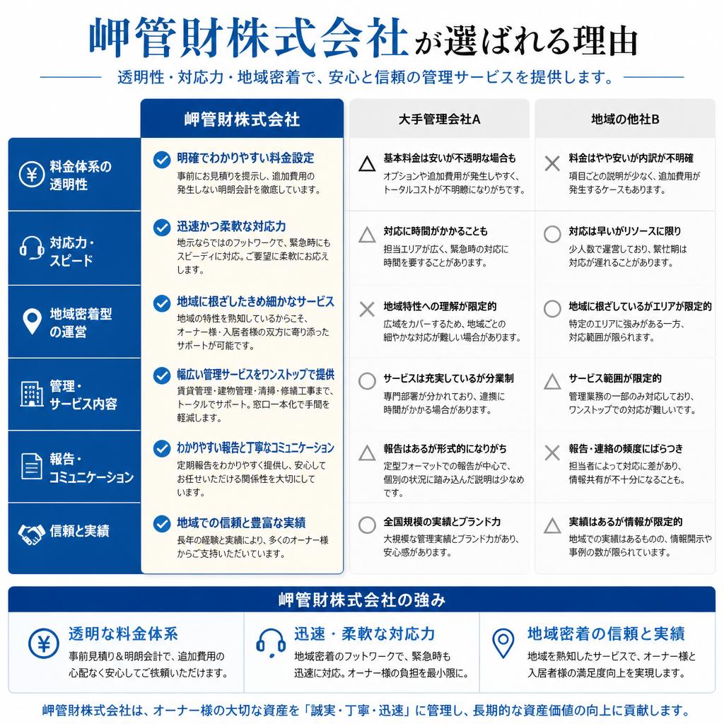 他社との違いを比較!選ばれる理由