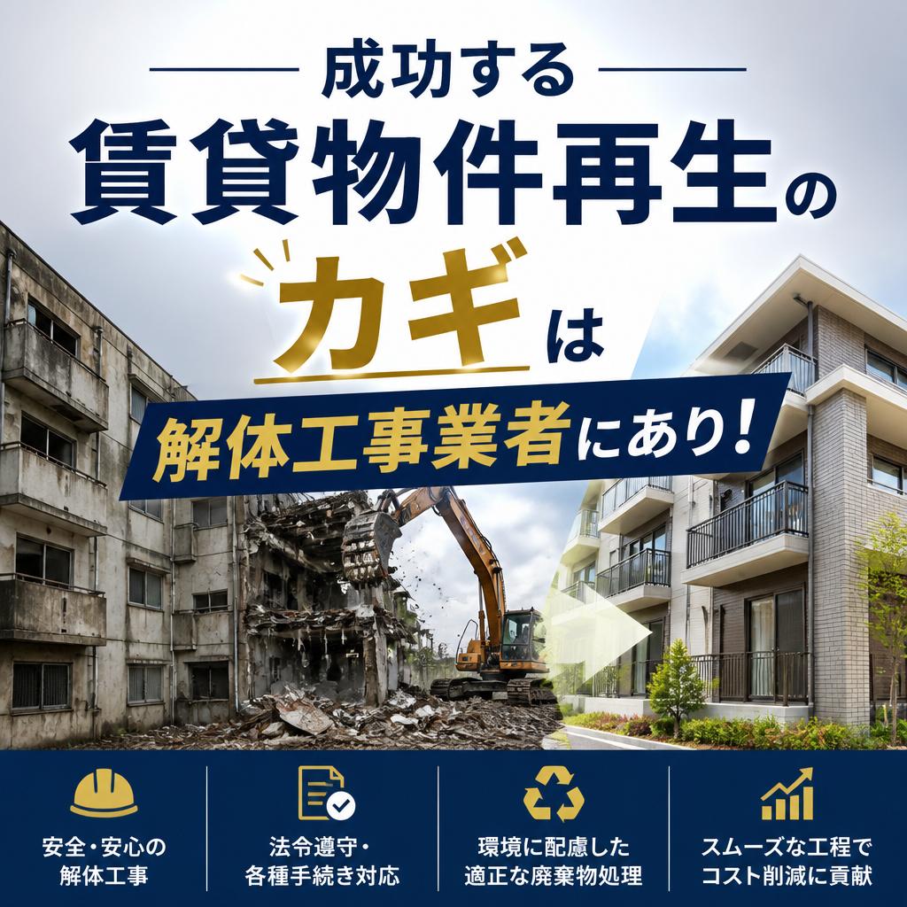 成功する賃貸物件再生のカギは解体工事業者にあり！