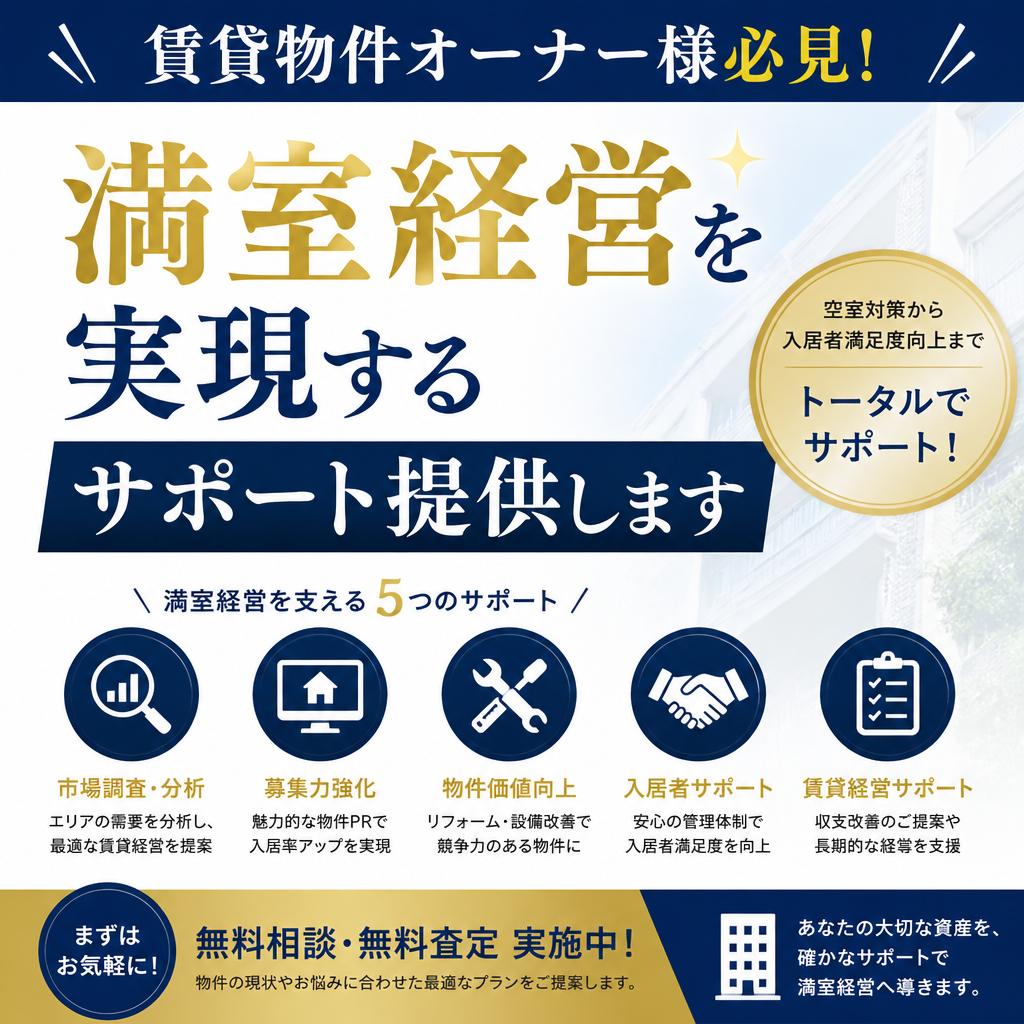 賃貸物件オーナー様必見！満室経営を実現するサポート提供します