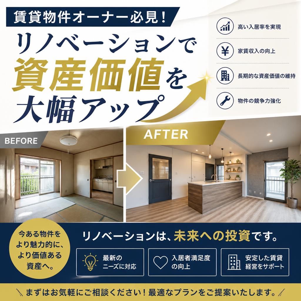 賃貸物件オーナー必見！リノベーションで資産価値を大幅アップ